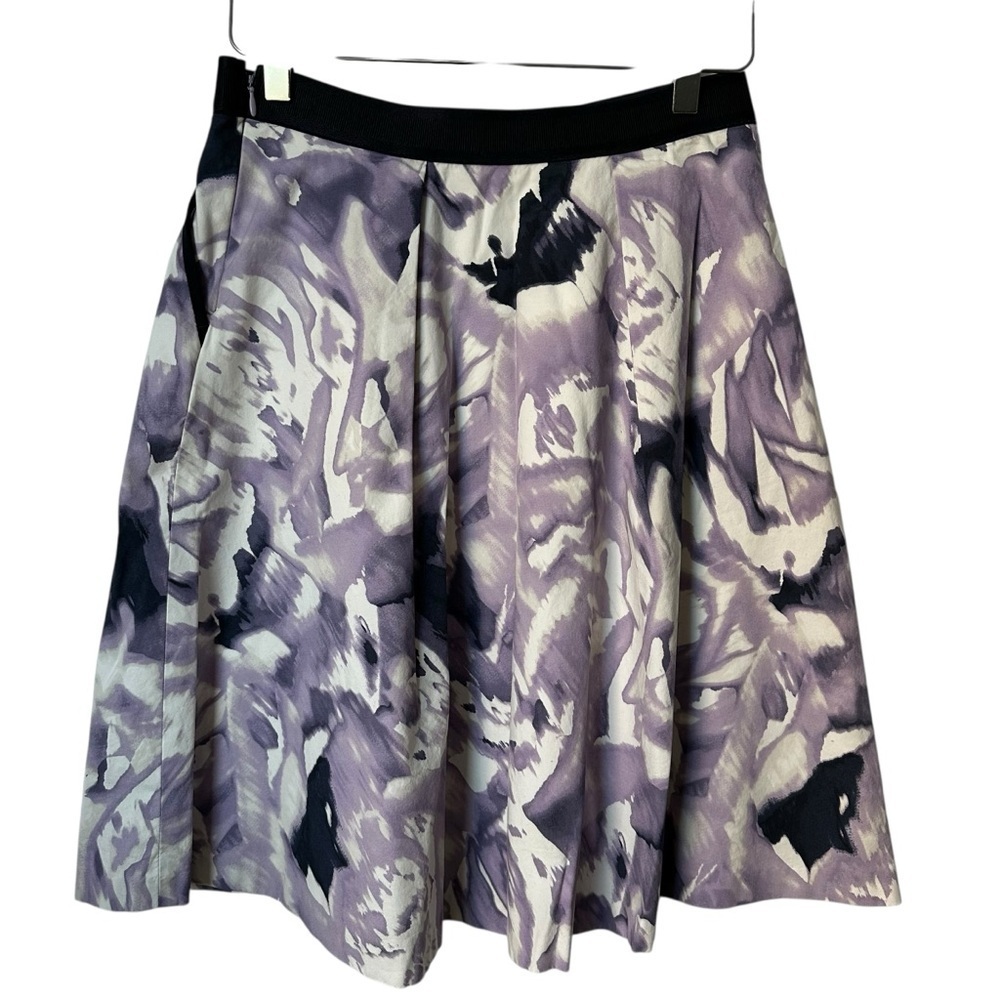 Ellen Tracy | Women's Elegant Purple Patterned A-Line Skirt Size 4